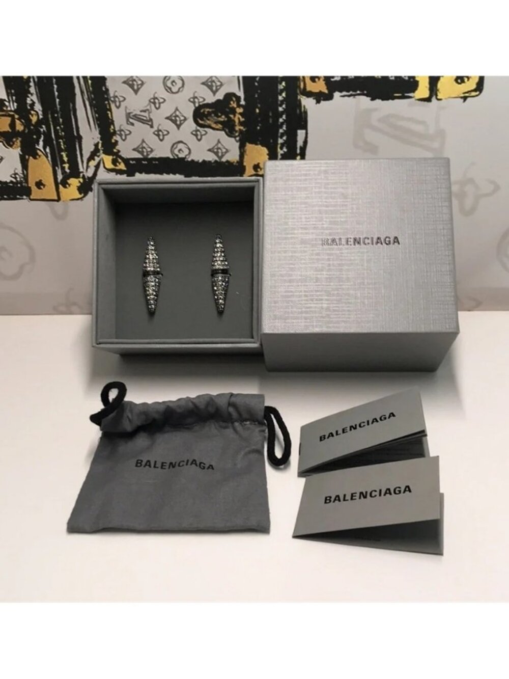 Balenciaga Double-Ended Crystal-Pavé Earrings – New & 100% Authentic - Picture 8 of 9